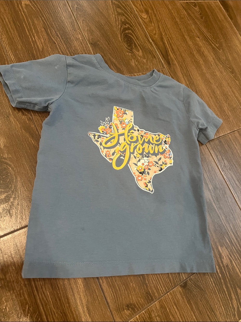 Kids' 'Home Grown' Texas Floral Tee - Blue